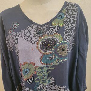 SIZE XL LA BLEND Multi Colored 3/4 Sleeve Blouse INVLN#115